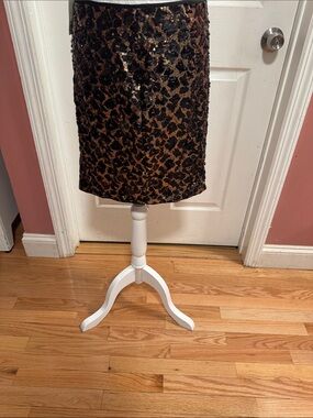 Cache Sequin Leopard Pencil Skirt - Black and Gold